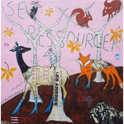 Peinture Se ressourcer  par Colin Sylvie | Tableau Art Singulier Acrylique, Collage, Pastel Animaux
