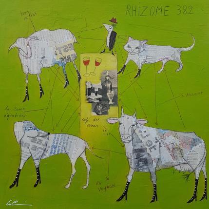 Peinture Rhizome 382 par Colin Sylvie | Tableau Art Singulier Acrylique, Collage, Pastel Animaux