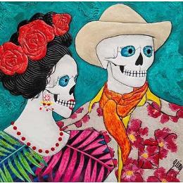 Gemälde PASSION MEXICAINE von Geiry | Gemälde Materialismus Holz Alltagsszenen, Porträt