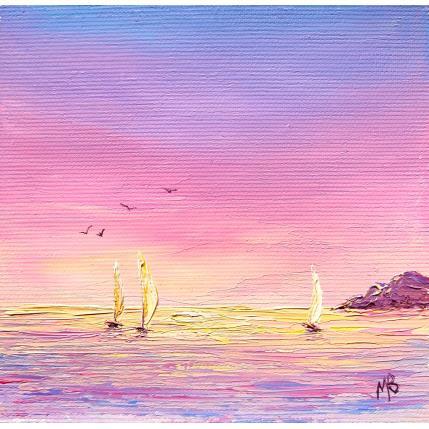 Peinture Lumière dorée sur les voiliers par Blandin Magali | Tableau Figuratif Huile Paysages