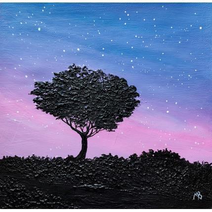 Peinture Douce nuit étoilée  par Blandin Magali | Tableau Figuratif Huile Paysages