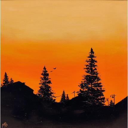 Gemälde Sapins du soir von Blandin Magali | Gemälde Figurativ Öl Landschaften