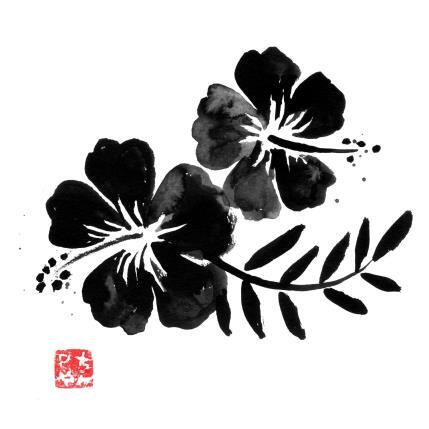 Peinture Hibiscus par Péchane | Tableau Figuratif Encre