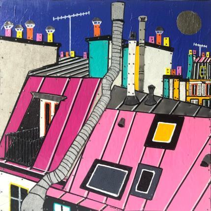 Peinture Nuit d'été  par Lovisa | Tableau Pop-art Bois