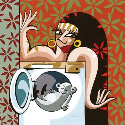 Peinture Confort moderne par Lopez Alfredo | Tableau Figuratif Acrylique scènes de vie