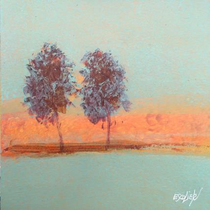 Painting Lumière safranée  by Escolier Odile | Painting Figurative Acrylic, Cardboard, Sand Landscapes