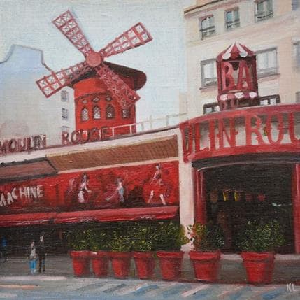 Peinture Moulin Rouge par Lokotska Katie  | Tableau Figuratif Huile Vues urbaines