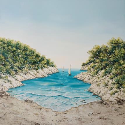 Peinture Calanque de Port pin, Cassis par Blandin Magali | Tableau Figuratif Huile Paysages