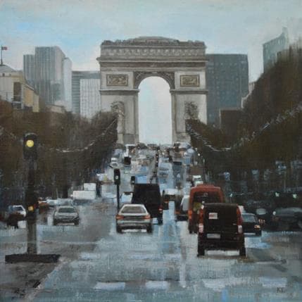 Peinture Arc de Triomphe par Lokotska Katie  | Tableau Figuratif Huile Urbain
