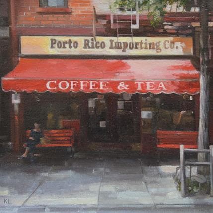 Peinture Coffee shop par Lokotska Katie  | Tableau Figuratif Huile Urbain