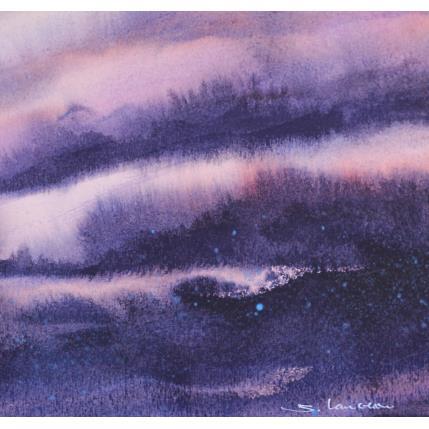 Peinture Brume mauve par Langeron Stéphane | Tableau Matiérisme Aquarelle