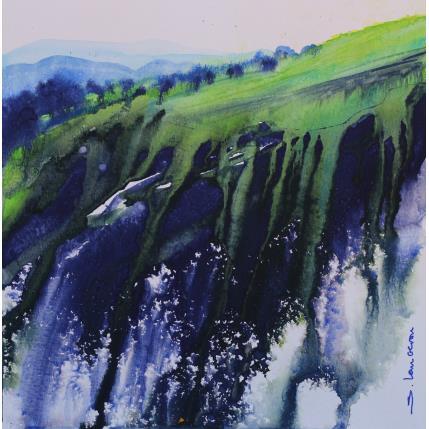 Peinture Le grand pré vert par Langeron Stéphane | Tableau Matiérisme Aquarelle