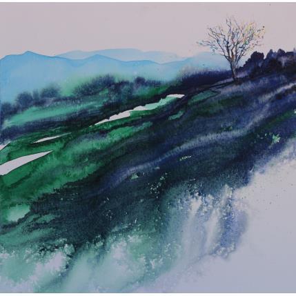 Peinture Un amandier au printemps par Langeron Stéphane | Tableau Matiérisme Aquarelle