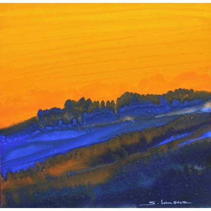 Peinture Crépuscule orangé par Langeron Stéphane | Tableau Matiérisme Aquarelle