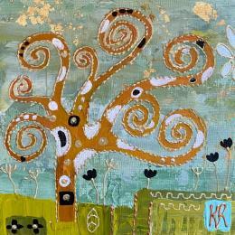 Peinture June 25 par Romanelli Karine | Tableau Figuratif Collage Paysages