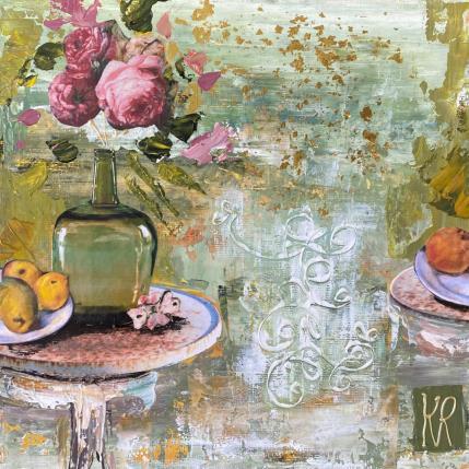 Peinture Summer roses par Romanelli Karine | Tableau Figuratif Collage Natures mortes