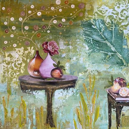 Peinture Spring leaf par Romanelli Karine | Tableau Figuratif Collage Natures mortes, Paysages