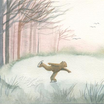 Peinture L'ourson par Marjoline Fleur | Tableau Figuratif Aquarelle Animaux, Paysages