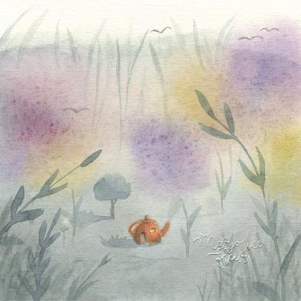 Peinture Maison des hortensias par Marjoline Fleur | Tableau Figuratif Aquarelle Paysages