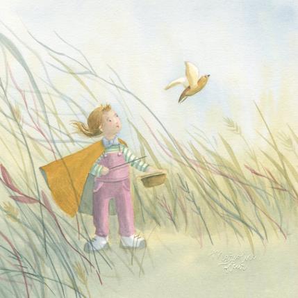 Painting L'enfant magicienne by Marjoline Fleur | Painting Figurative Watercolor Animals, Child, Nature, Pop icons