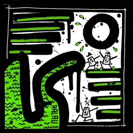 Pintura Soleil vert por Ralau | Pintura Pop-art Acrylic Landscapes