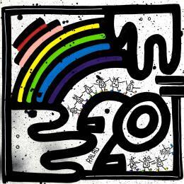 Painting Dark en ciel by Ralau | Painting Pop-art Acrylic Landscapes, Life style