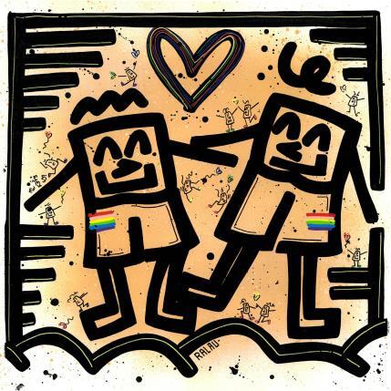 Gemälde Love is not a crime von Ralau | Gemälde Pop-Art Acryl Alltagsszenen, Porträt