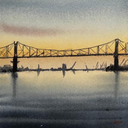 Peinture Silence par Min Jan | Tableau Figuratif Aquarelle Urbain