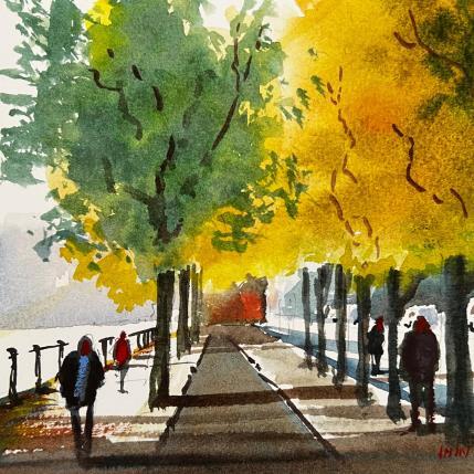 Peinture A Stroll par Min Jan | Tableau Figuratif Aquarelle Urbain