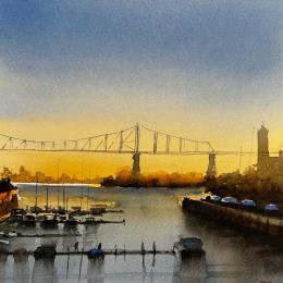 Painting Afternoon Glow by Min Jan | Painting Figurative Watercolor Pop icons, Urban