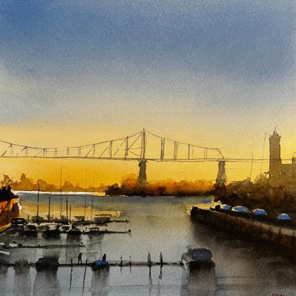 Peinture Afternoon Glow par Min Jan | Tableau Figuratif Aquarelle Urbain