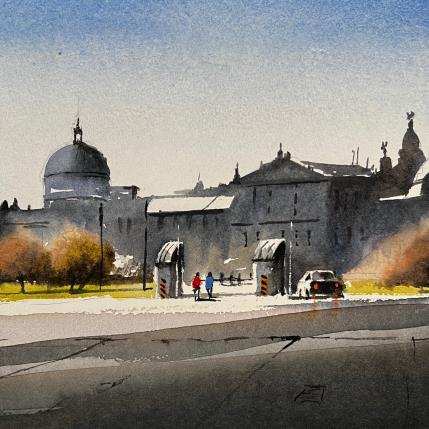Peinture Old Port par Min Jan | Tableau Figuratif Aquarelle Urbain