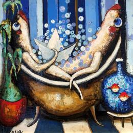 Gemälde Banó Romantico von Villanueva Puigdelliura Natalia | Gemälde Figurativ Öl Stillleben