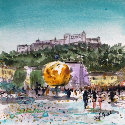 Painting Salzburg Sphaera by Hoffmann Elisabeth | Painting Figurative Watercolor Urban