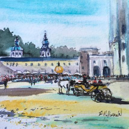 Peinture Salzbourg Place du chapitre par Hoffmann Elisabeth | Tableau Figuratif Aquarelle Urbain