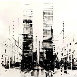 Painting Tempest by Rey Julien | Painting Figurative Acrylic, Cardboard Urban