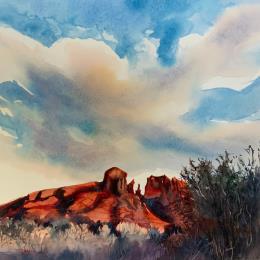 Peinture SEDONA 75 par Seruch Capouillez Isabelle | Tableau Figuratif Aquarelle Nature, Paysages, scènes de vie