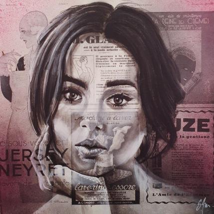 Peinture Lily par S4m | Tableau Street Art Acrylique, Carton, Collage, Pastel Portraits