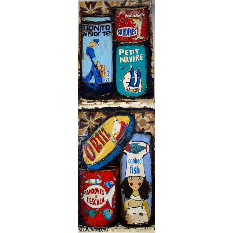 Peinture Latas par Villanueva Puigdelliura Natalia | Tableau Figuratif Huile Natures mortes