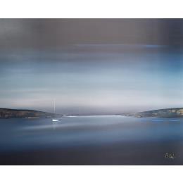 Painting Horizon serein 49 by Roussel Marie-Ange et Fanny | Painting Figurative Oil Marine