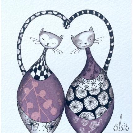 Peinture Chats 4 par Blais Delphine | Tableau Art naïf Acrylique Animaux