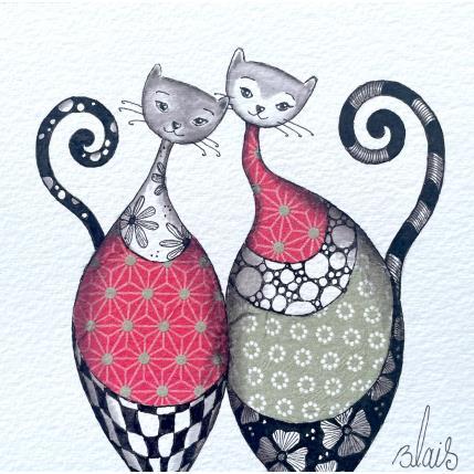 Peinture Chats 6 par Blais Delphine | Tableau Art naïf Acrylique Animaux