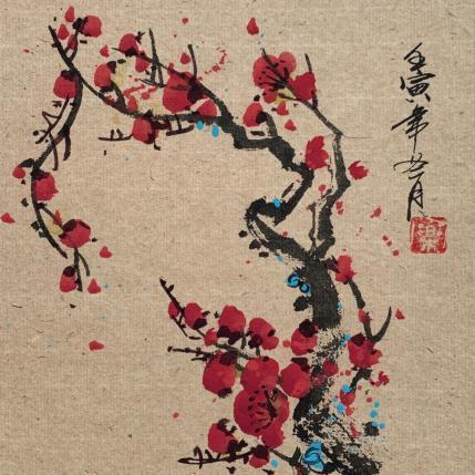 Peinture Cherry blossom  par Yu Huan Huan | Tableau Figuratif Encre Natures mortes