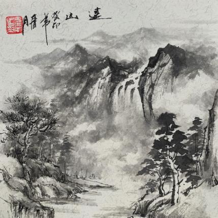Gemälde Distant mountains  von Yu Huan Huan | Gemälde Figurativ Aquarell, Tinte Landschaften, Natur, Pop-Ikonen