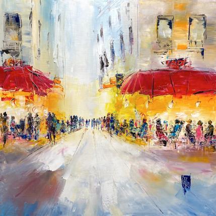 Painting Terrasses de café by Raffin Christian | Painting Figurative Acrylic, Oil Urban