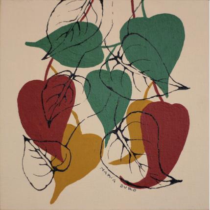 Peinture Philodendron d'automne  par Duro Maria | Tableau Figuratif Acrylique Minimaliste, Nature