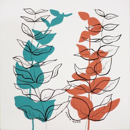 Peinture Eucalyptus d'été par Duro Maria | Tableau Figuratif Acrylique Minimaliste, Nature