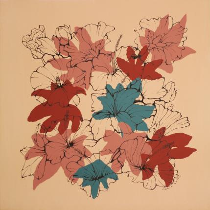 Peinture Rose de Chine  par Duro Maria | Tableau Figuratif Acrylique Minimaliste, Nature, Natures mortes