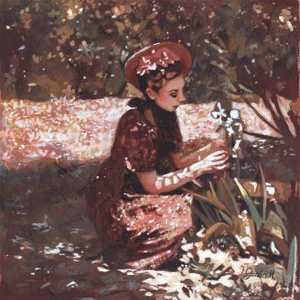 Peinture L'iris bleu par Gemini. H  | Tableau Réalisme Acrylique, Huile Nature, Scènes de vie