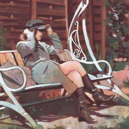 Peinture Au fond du jardin par Gemini. H  | Tableau Réalisme Acrylique, Huile Nature, Scènes de vie